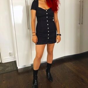 Dark sparkly denim mini dress